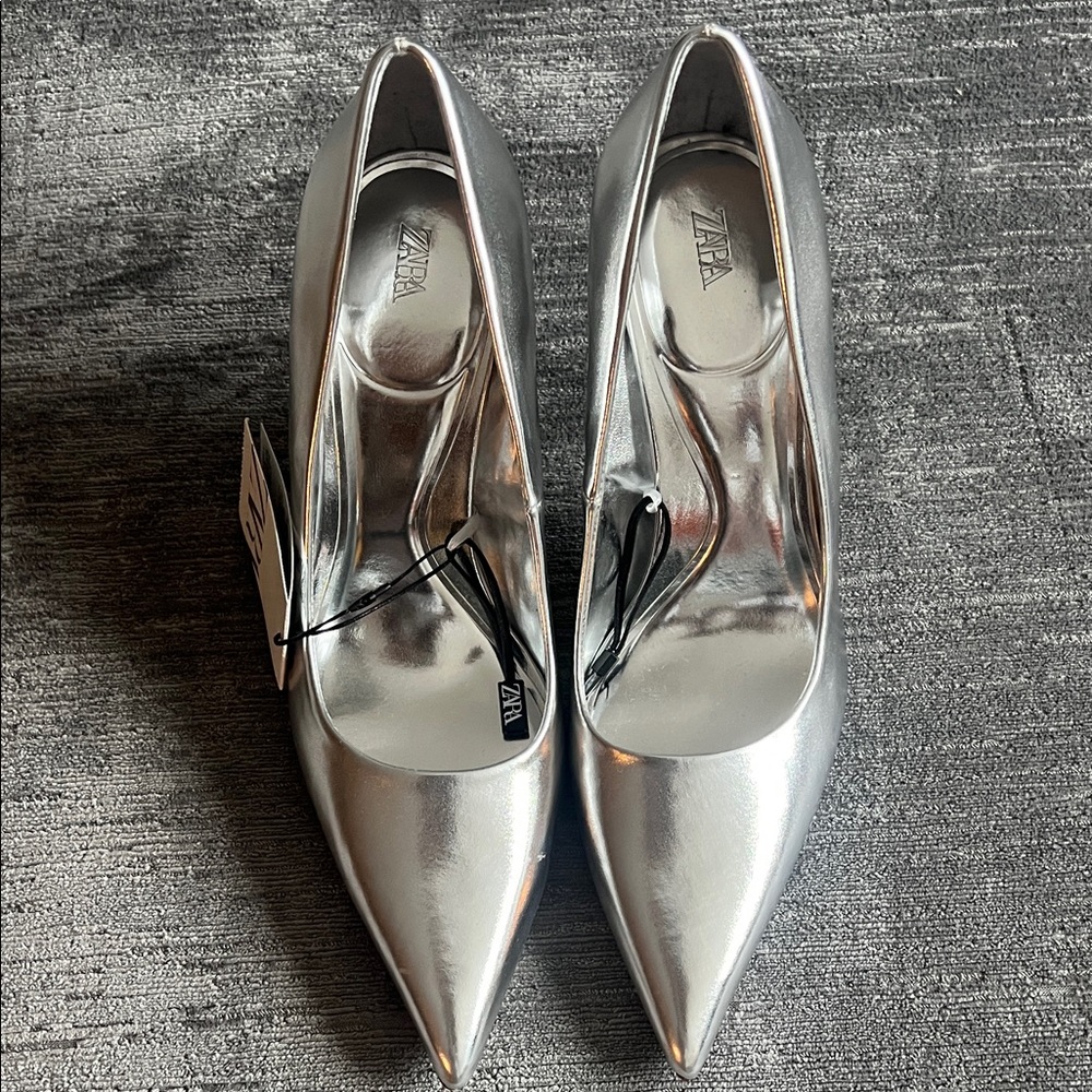 Zara silver pumps